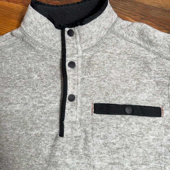 G.H. Bass & Co Mens Quarter Snap Fleece Sweater Heathered Gray/Green w/black S - Picture 9 of 16